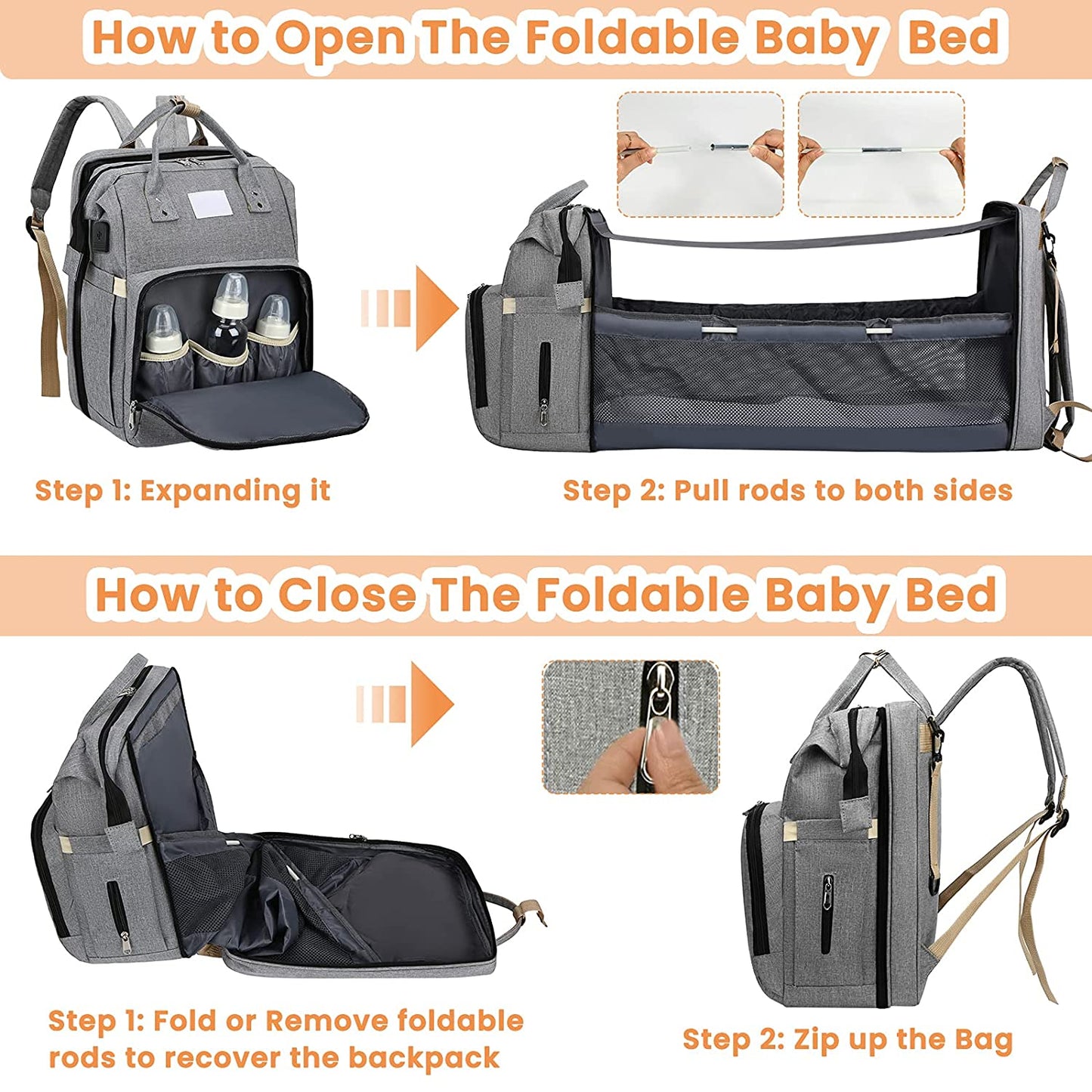 Sac à langer portatif | Berceau de voyage BabyNappy™ - minimalistemaman